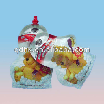special shape plastic fruit juice bag with spout