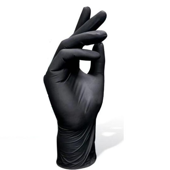 Черные нитрильные одноразовые перчатки без порошка