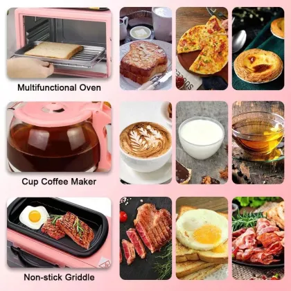 3-in-1 Electric Oven: Breakfast Maker with Coffee Maker & Toaster