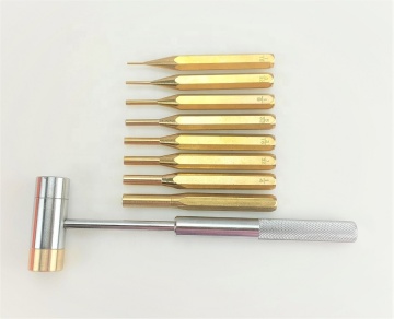 Brass Punch Set with Hammer, Bench Block, and Gunsmith Roll Pin Punch Kit