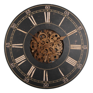 Large Wooden Clock with Gears