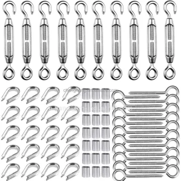 1/8\" Cable Railing Kit: Including Turnbuckles, Vine Eye Hooks, Crimping Loops, and Shade Sail Hanging Kits
