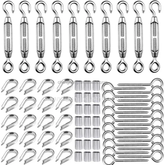 1/8\" Cable Railing Kit: Including Turnbuckles, Vine Eye Hooks, Crimping Loops, and Shade Sail Hanging Kits