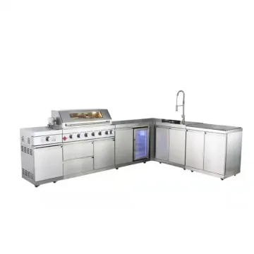 Kitchen Island Equipment Large Countertop Barbecue Grill Machine Stainless Steel Outdoor BBQ Kitchen Cabinet