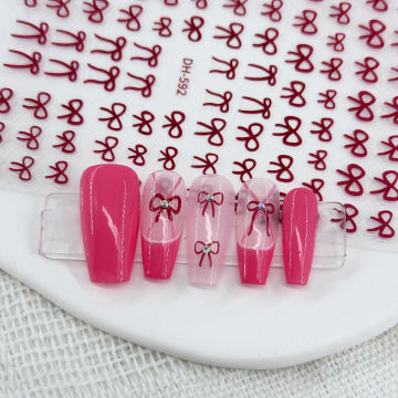 2024 Factory Price Bow Stickers for Nail Art (White, Black, Red)