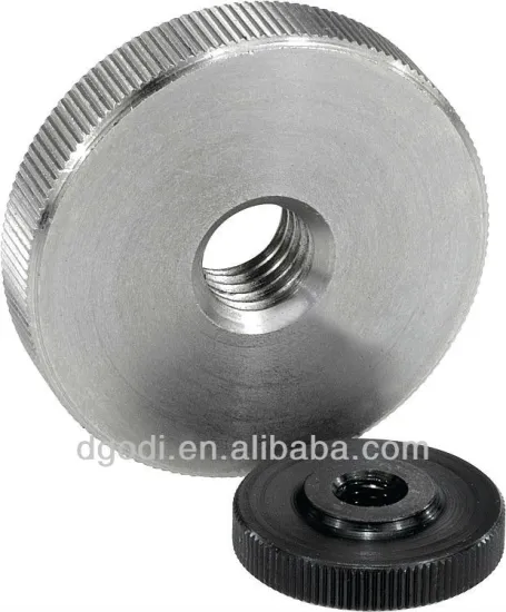 small black oxide steel flat knurled nut