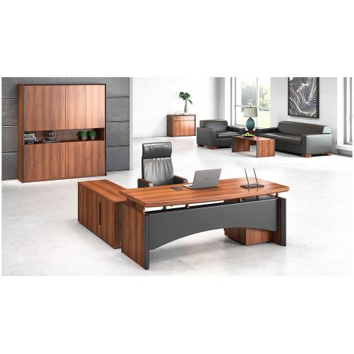 Wooden Office Executive Table with Side Cabinet