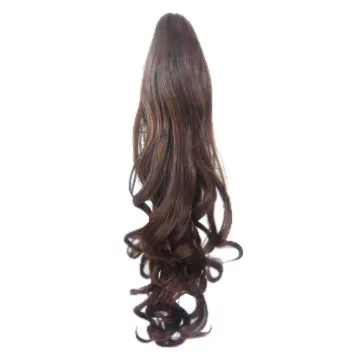 Synthetic hair clip ponytail in red, ideal for woman