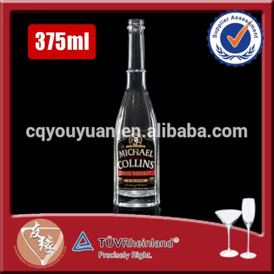 Best quality fluted neck custom made liquor 50 ml 375 ml 750 ml super flint whisky glass bottle
