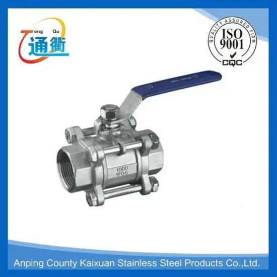 casting stainless steel 3 pcs 2 way thread ball valve with manufacture