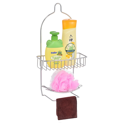 Shower Caddy Shelf Metal wire hanging double tiers shower caddy shelf chrome plating bathroom shampoo rack Factory