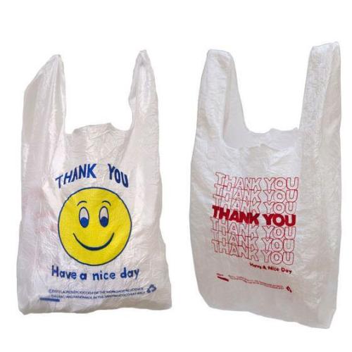 Smiley Vest Clear Plastic Bag Custom Logo Recycled Plastic Bag for Supermarket Restaurant Takeaway Plastic Garbage Bag