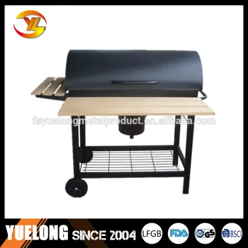 Outdoor camping Barrel oil charcoal grill with two trolley