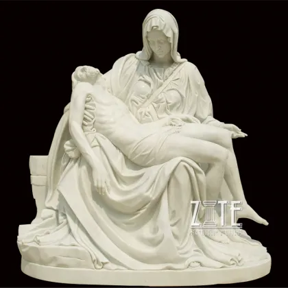 Hand Carved Michael Angelo Pieta large marble statue