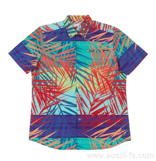 New Design Men's woven poly spandex shirt