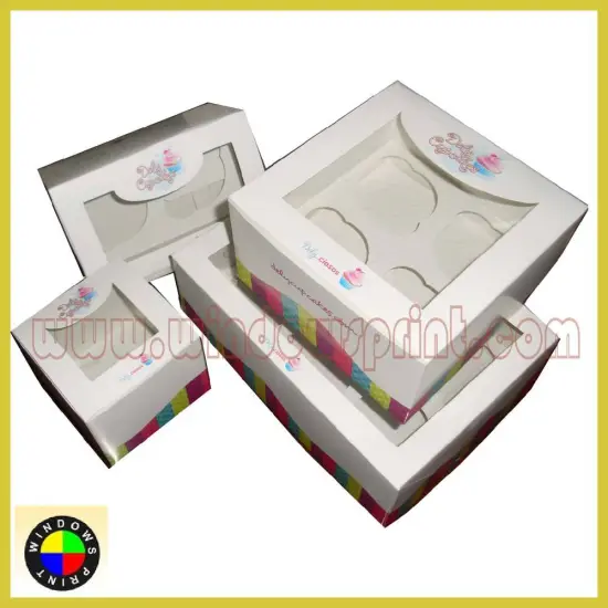 Windowed cupcake packaging,cupcake box