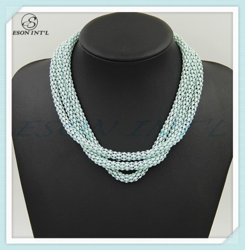 2015 Trendy Delicate Female Collar Layered Blue Chunky Chain Necklace