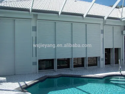 white exterior sun-shade rolling door