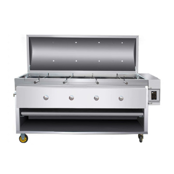 Commercial Gas Smokeless Oven for Indoor and Outdoor Roasting: Leg of Lamb and Chicken