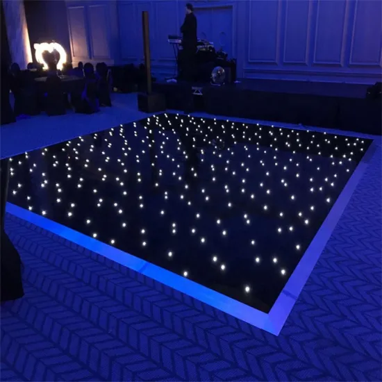 Black Portable LED Dance Floor - Twinkling LED Starlit Floor for DJ Lighting