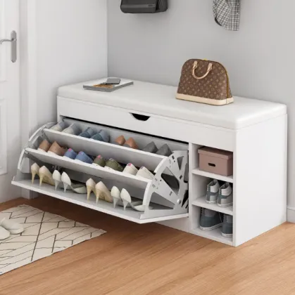 Simple Solid Wood Shoe Rack Storage Cabinet