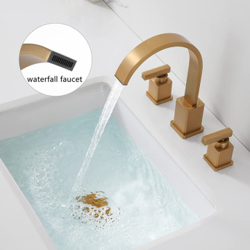 Grifo de lavabo de baño de oro de latón cepillado