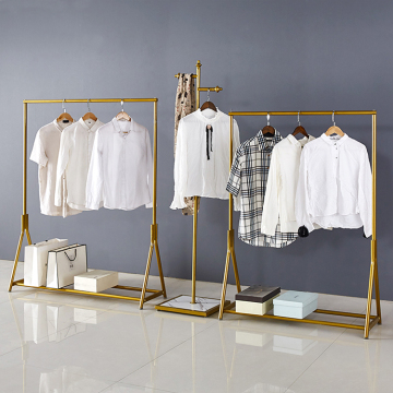 Fashion Design Gold Metal Garment Rack for Clothing Store Displays