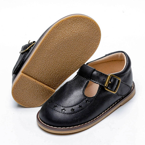 kids party shoes Wholesale Black Leather Kids Dress Shoes Manufactory