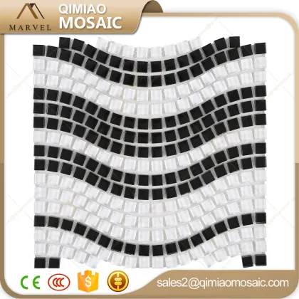 Ocean Blue Decorative Wall Mirror Wave Glass Mosaic