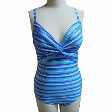 Silver Foil Stripe and Twisted Swimsuit with Twisted Bra