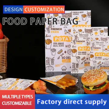 Fries and snacks flat mouth greaseproof paper bag