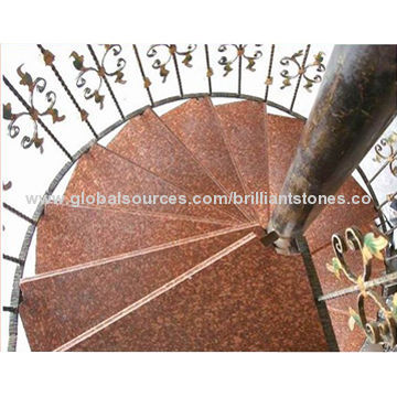 Imperial Red Granite Stair with Tread and Raiser, Customized Sizes/Edges, for Interior Decoration