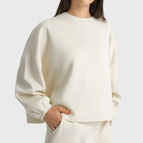 Jade White Womens Pullover Oversized Drop Shoulder