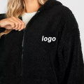 Ladies Black Pullover Hoodie personalizado por atacado com zíper