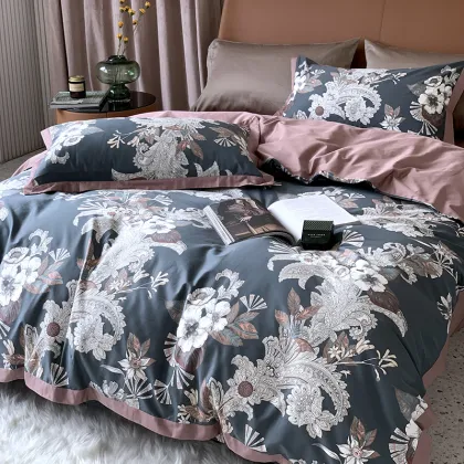 300TC Luxury Egyptian Cotton Printed Quilt Cover Bedding Set
