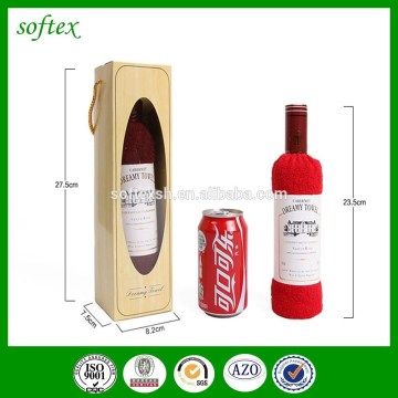 Gift wedding cake towel bottle shape of wine Red towels wine bottle towel cake