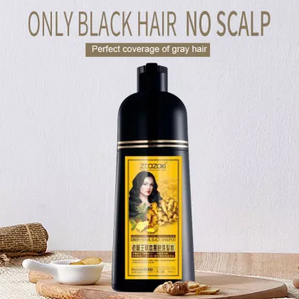 Fast Black Hair Dye Shampoo with Natural Herbal Formula for White to Black Hair, 500ml Family Pack