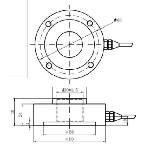 Célula de carga de botón de perno de fuerza de compresión de orificio pasante