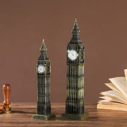 Big Ben Clock Tower Metal Figurine - Famous London Landmark Building Model Decor