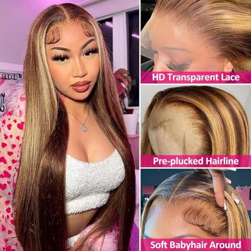 Ombre Lace Front Wig Human Hair Pre Plucked Glueless HD Lace Frontal Wig