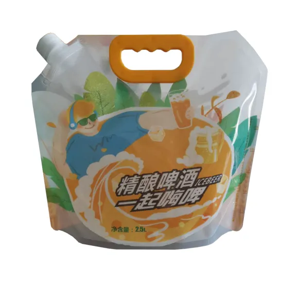 customized Stand Up Suction Nozzle Bag for beer