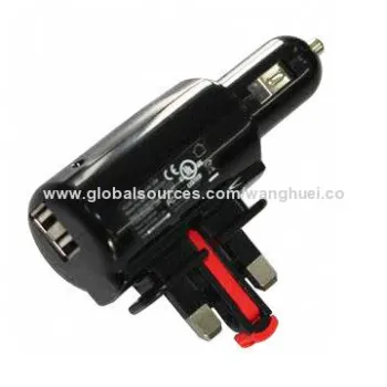 Combo Charger with Dual USB Ports, Foldable UK Plug