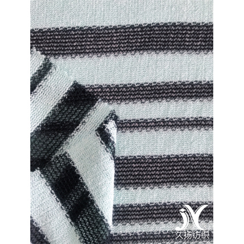 Polyester Rayon Stripe Sweater Knitting Cardigns Fabric