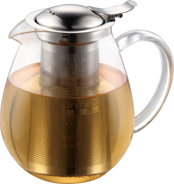 pyrex glass teapot,glass drinkware pot, handmade borosilicate glass teapot with stainless steel infuser