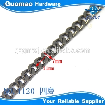 Hot sale high quality luxury bag gunmetal flat purse chain long bag chain