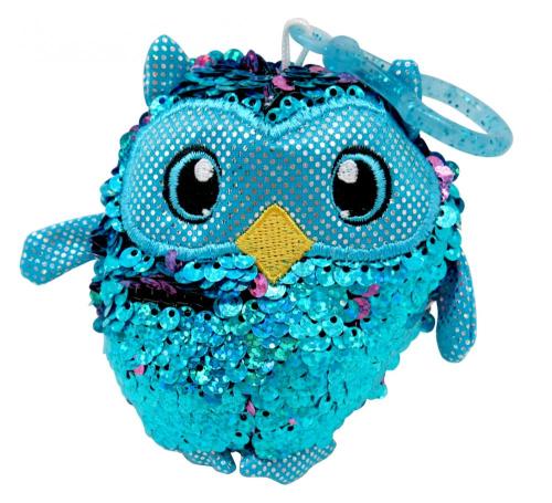 ब्लू OWL SEQUIN कुंजी चेन -0