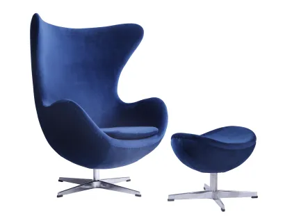Blue Velvet Arne Jacobsen Egg Chair Replica