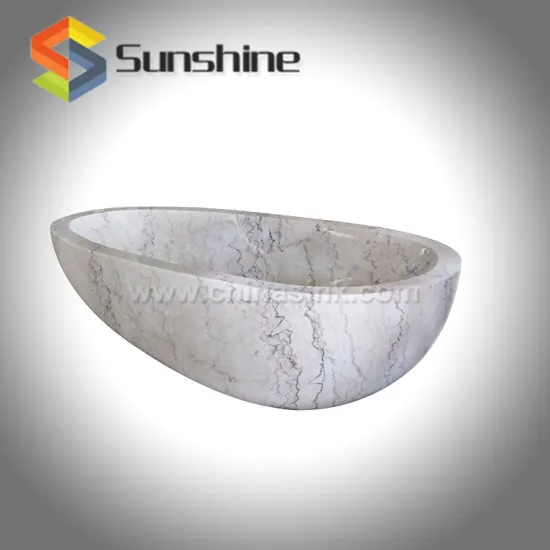 Guangxi White Marble Free Standing Bathtub
