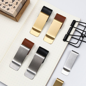 PU Leather Pen Sleeve with Stainless Steel Clip for Notebooks and Journals