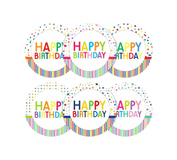 120 Pcs 2 Inch Happy Birthday Stickers - Self-Adhesive Seals for Party Favors